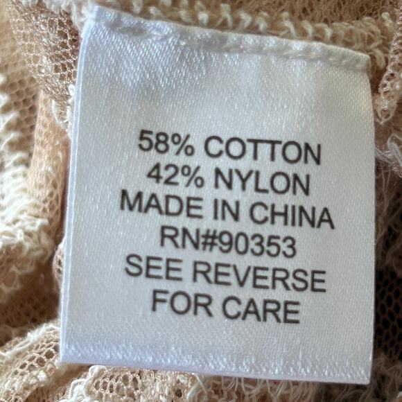 Rebellion Boho Open Duster Swim Cover Medium Tan Cream Floral Embroidery Sheer - Picture 16 of 16